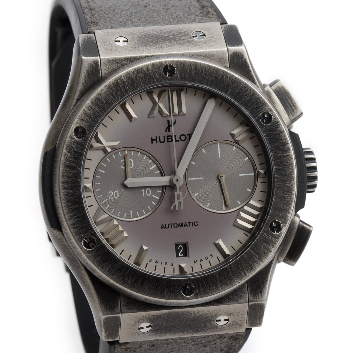 Hublot Special Edition Black Brushed Titanium Classic Fusion Roma Edition 45 MM Automatic Chronograph Watch Grey Dial w/ Box & Papers