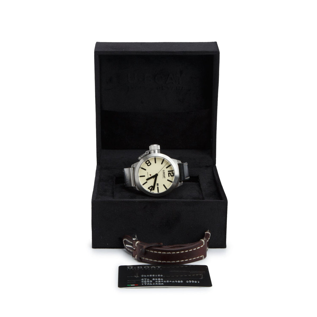 U-Boat Stainless Steel Classico Italo Fontana 45 MM Automatic Watch Creme Dial w/ Box, Papers & Extra Strap
