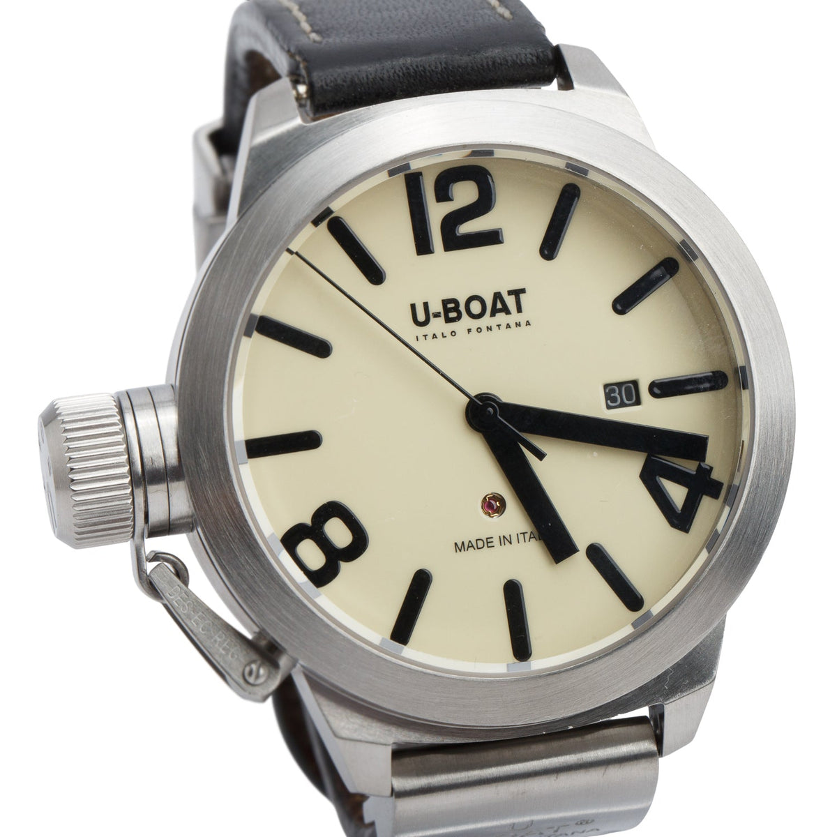U-Boat Stainless Steel Classico Italo Fontana 45 MM Automatic Watch Creme Dial w/ Box, Papers & Extra Strap