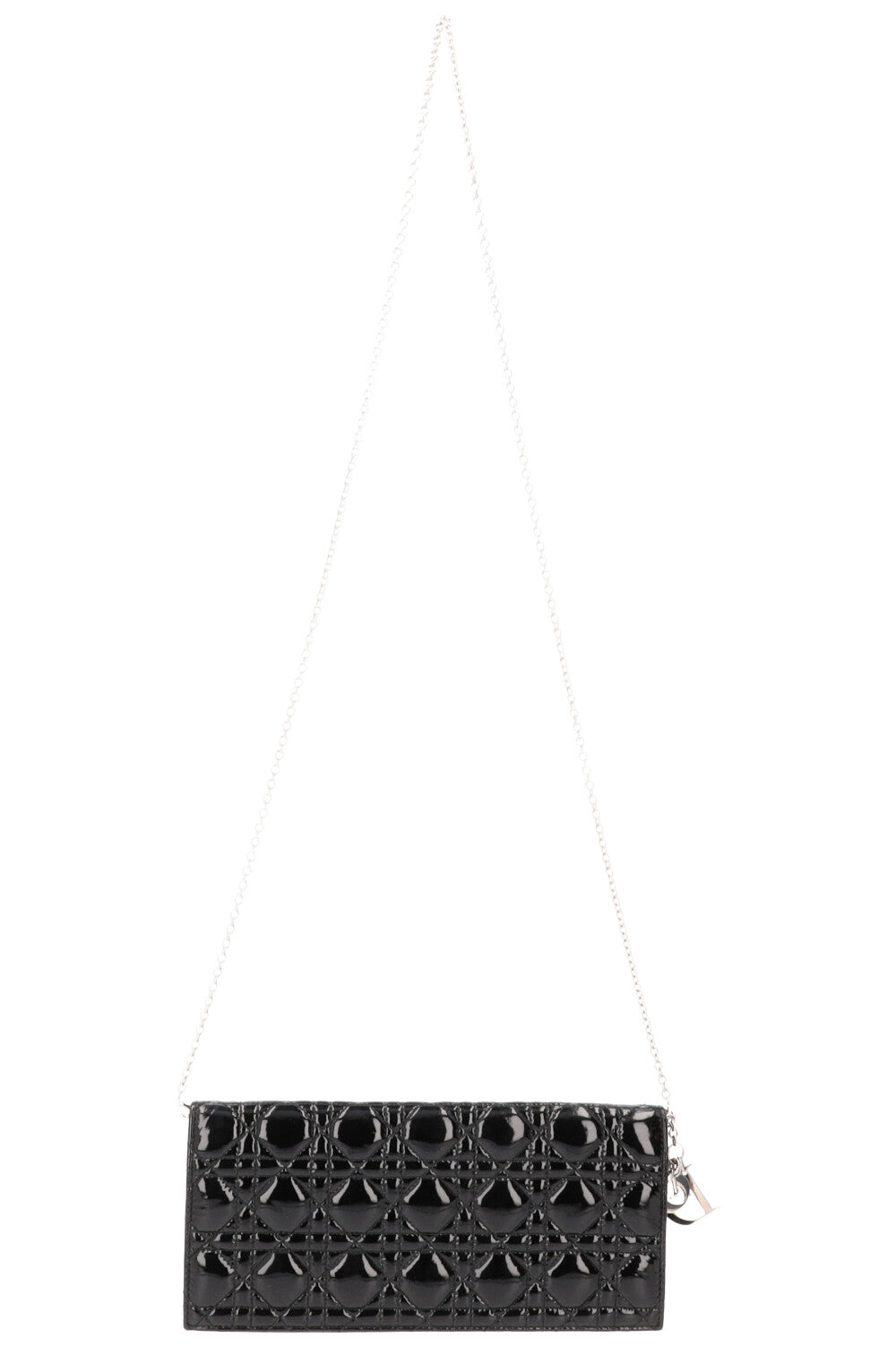Christian Dior Lady Dior Pouch Patent Clutch Black