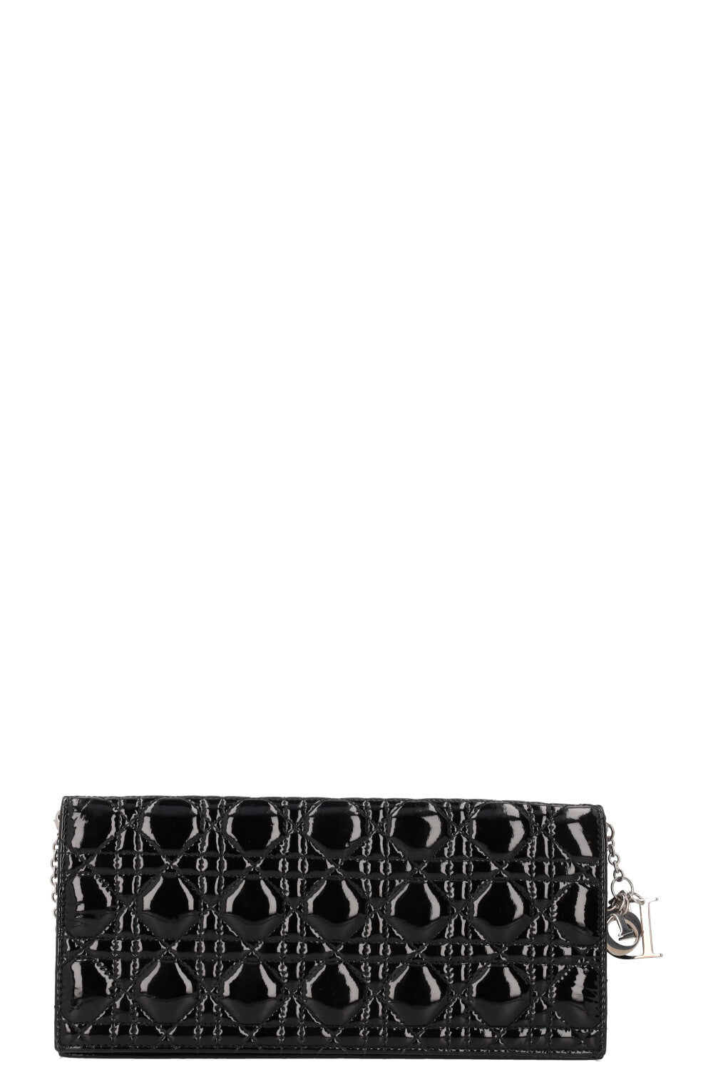 Christian Dior Lady Dior Pouch Patent Clutch Black