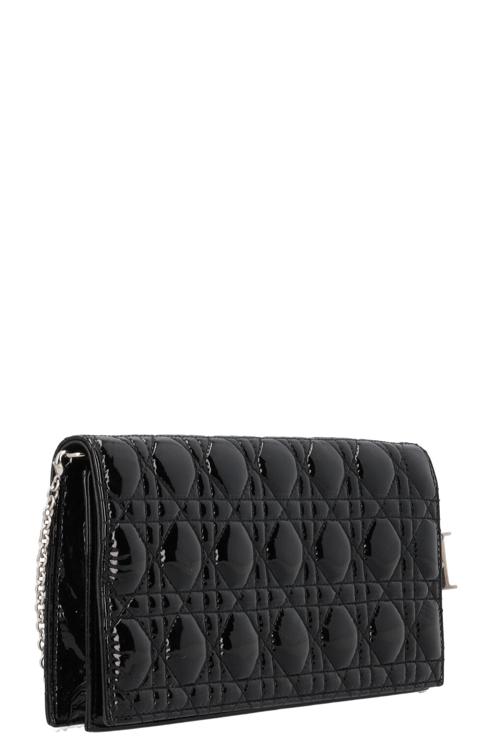 Christian Dior Lady Dior Pouch Patent Clutch Black