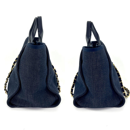 CHANEL Deauville Medium Navy Shopping Tote Bag