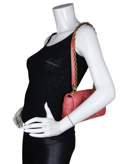 Christian Dior Pink Leather Cannage Small Caro Bag