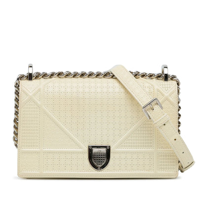 White Dior Medium Patent Diorama Crossbody Bag