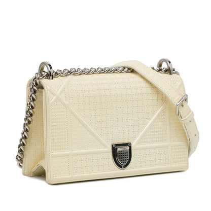 White Dior Medium Patent Diorama Crossbody Bag