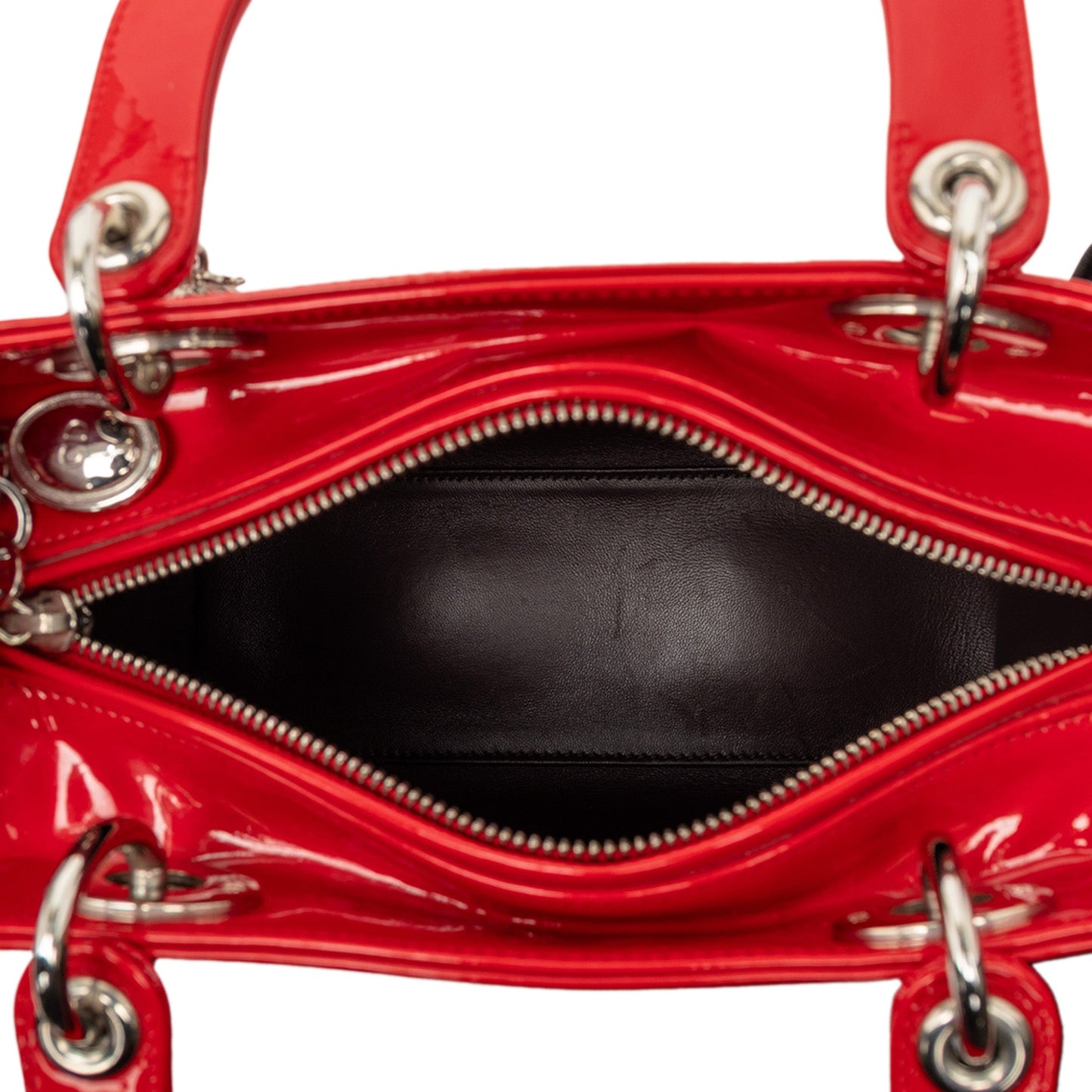 Dior Lady Dior Leather Handbag Red