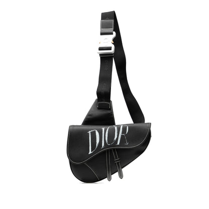 Black Dior Alex Foxton Grained Calfskin Saddle Bag