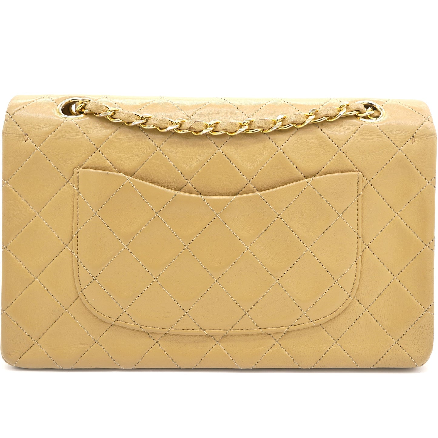 Chanel Beige Quilted Lambskin Leather Medium Classic Double Flap Shoulder Bag