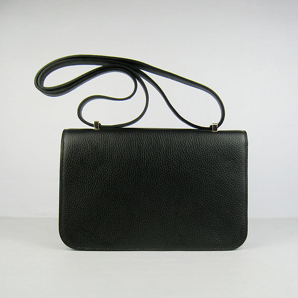 Luxury Hermes Calf Leather Message Bag Black Golden