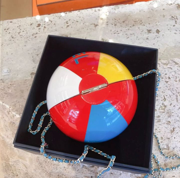 Chanel Limited Edition Red Yellow Blue And White Lucite Beach Ball Bag Pale Gold Hardware