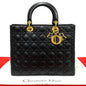 Dior Handbag leather black Cannage stitch Lady Dior Women