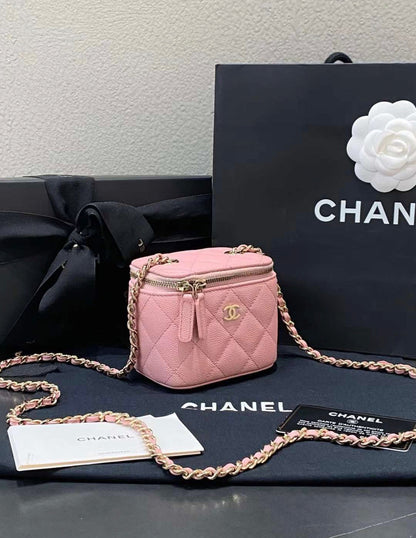 Chanel Vanity Caviar Gold Clutch