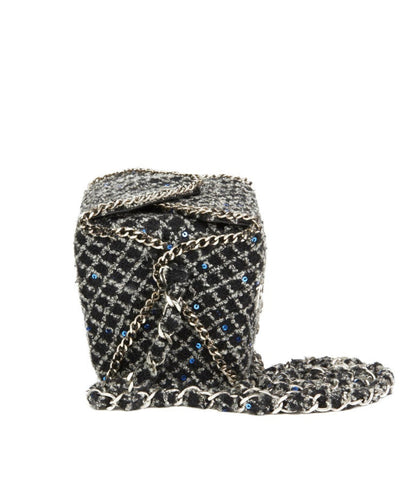 Ultra Rare 2010 Chanel Grey Embellished Tweed Paris-Shanghai Take Away Box Bag