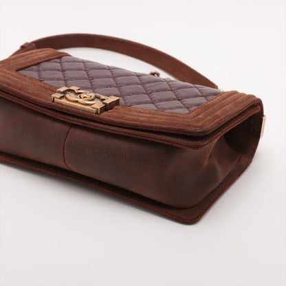 Chanel Boy Chanel 25 Leather X Suede Chain Shoulder Bag Bordeaux X Brown G 18th