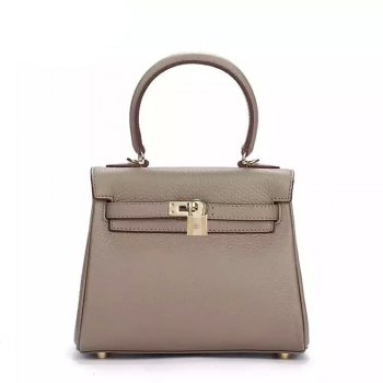 Luxury Hermes Kelly 25Cm Togo Leather Bag Grey Gold