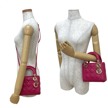 Dior Shoulder Bag leather pink Lady Dior