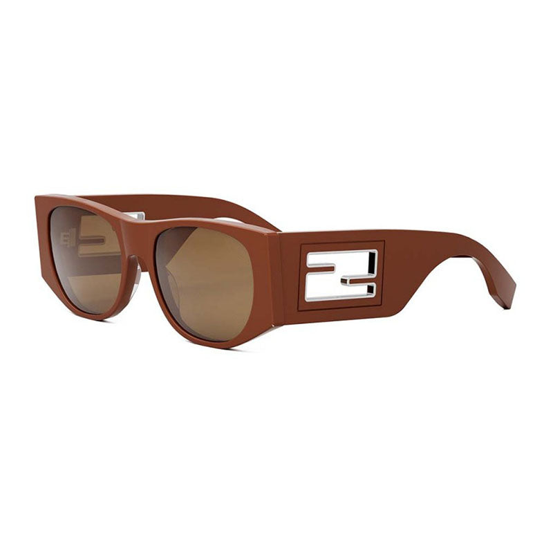 Fendi Sunglasses Oval Full Rim, Brown Frame and Brown Lens FE40109I50E