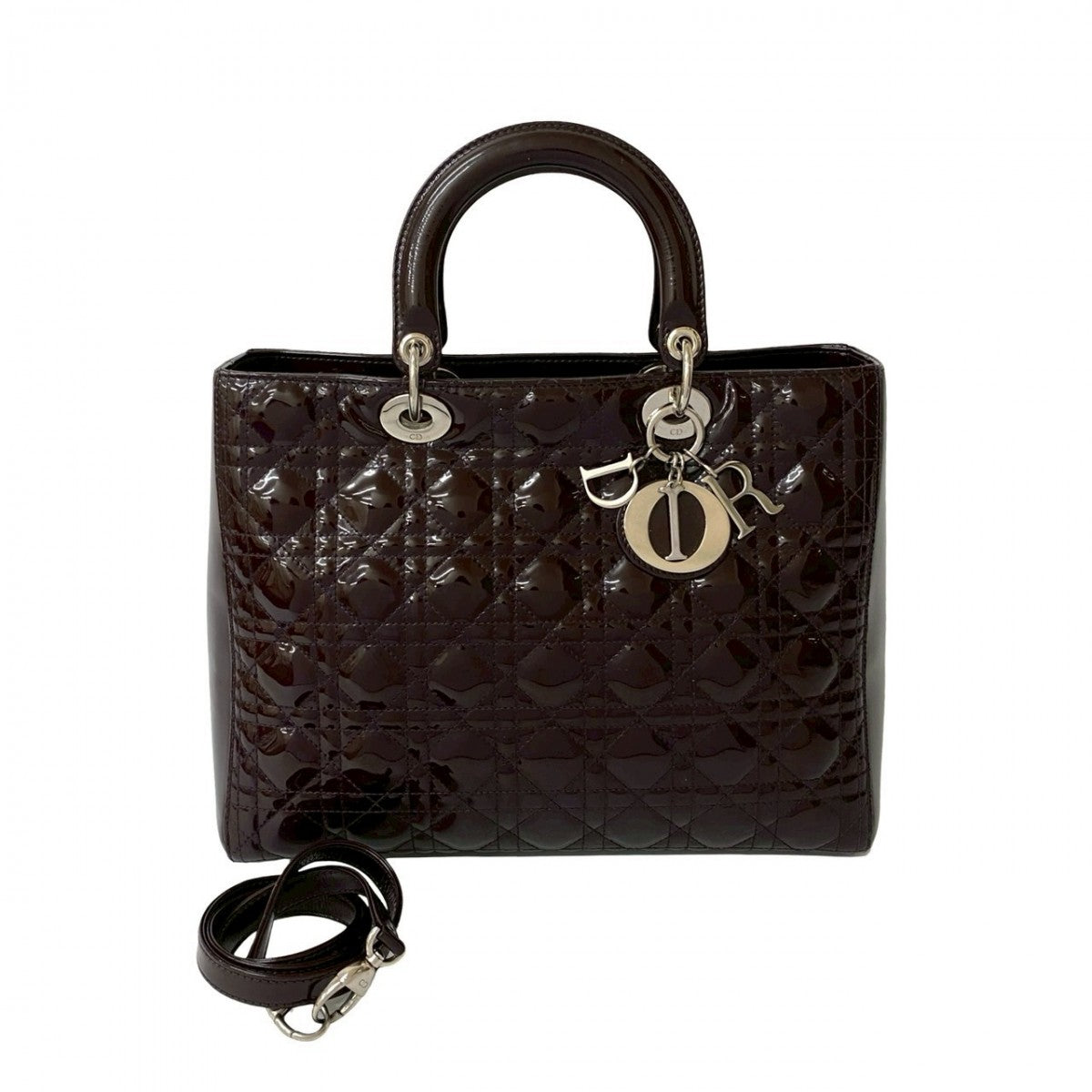 Dior Shoulder Bag Patent leather Brown Lady Dior