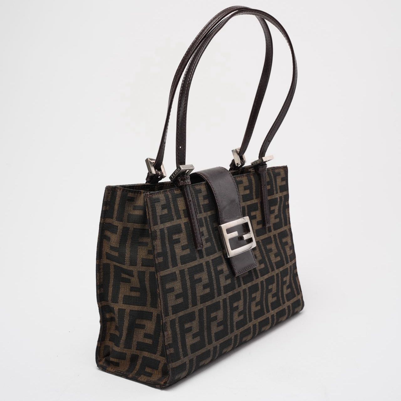 Fendi Zucca Double Top Handle Bag