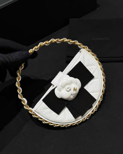 Chanel 23K Camellia Hula Hoop Bag White