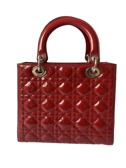 Lady Dior Medium Bag Red Patent Leather