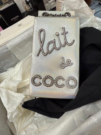 Chanel Iridescent Silver Lait De Coco Milk Carton Bag