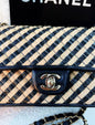 Chanel 21P Small Urban Jungle Flap Beige And Black Stripe Raffia Jute Gold Hardware