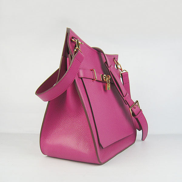 Luxury Hermes Leather Shoulder Bag Peach Golden