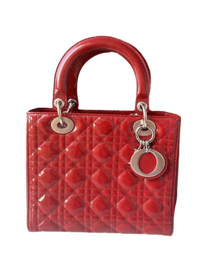 Lady Dior Medium Bag Red Patent Leather SKU 0194