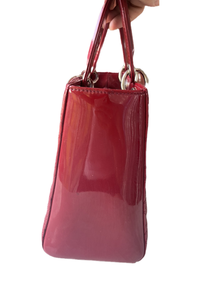 Lady Dior Medium Bag Red Patent Leather SKU 0194