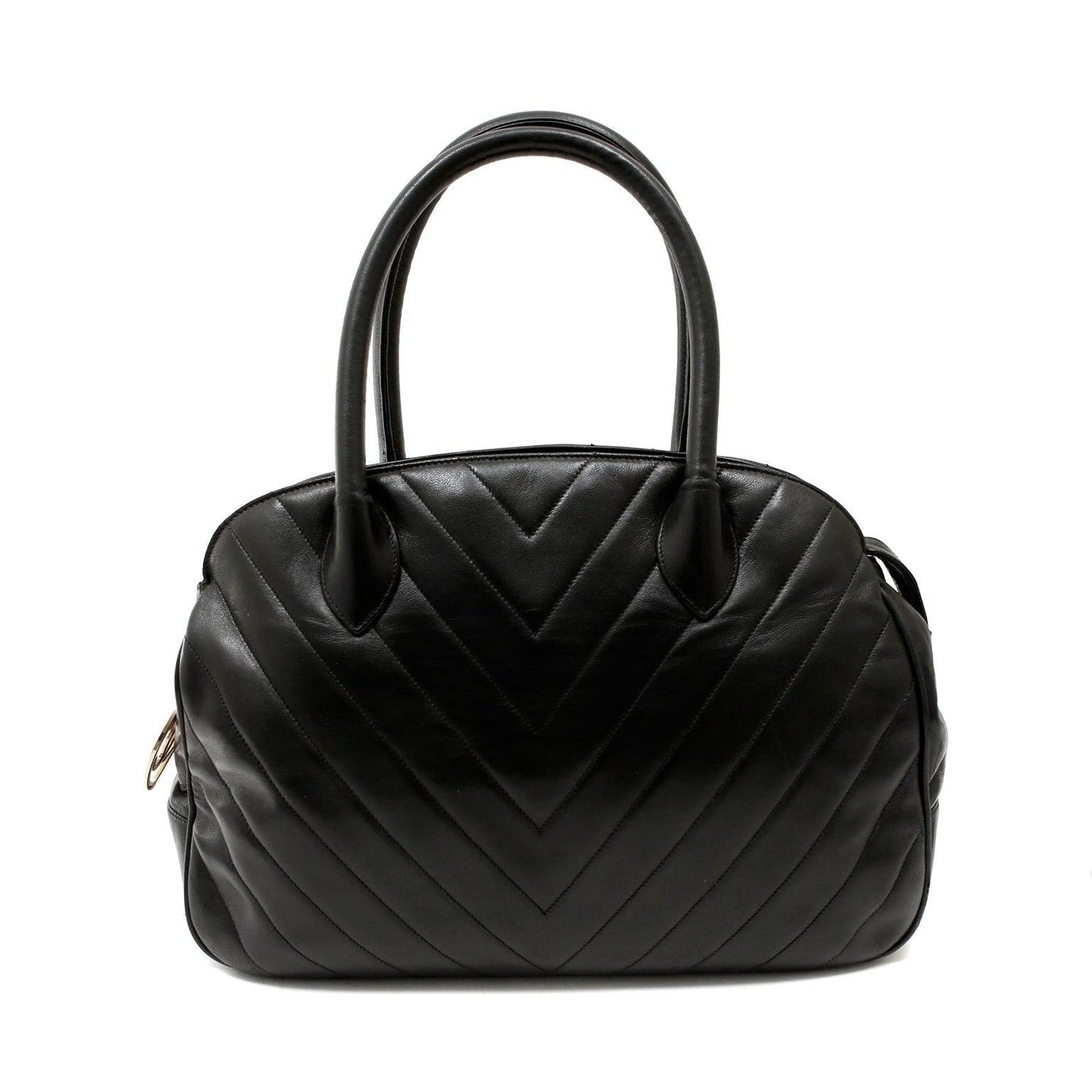 Chanel Black Chevron Leather Day Bag