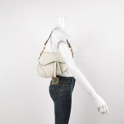 Dior Saddle Medium White 2019 Grained Leather Handbag