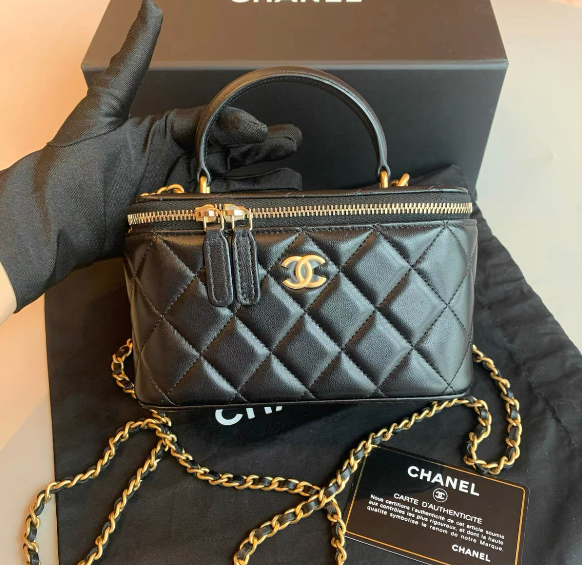Chanel Vanity Lambskin Black Clutch