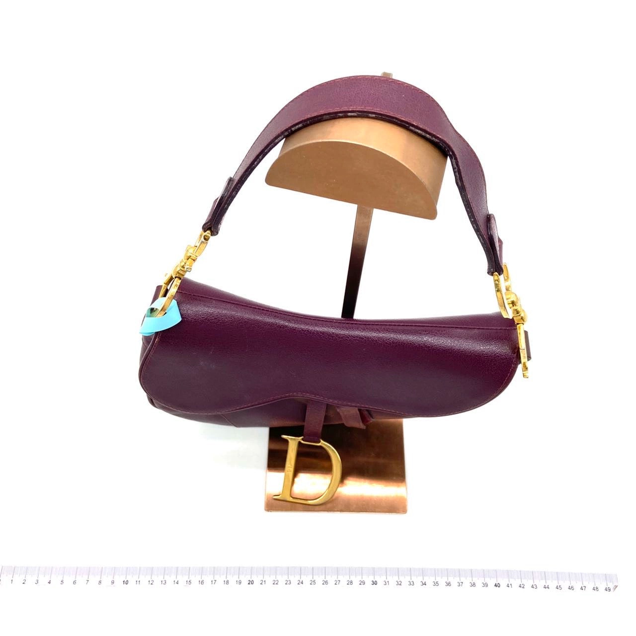 Dior Saddle Burgundy Purple Wine Calfskin Leather Gold Hardware Shoulder Bag
