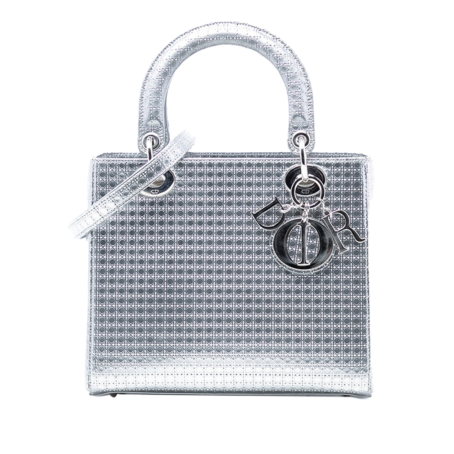 Dior Lady Dior Cannage Silver Handbag