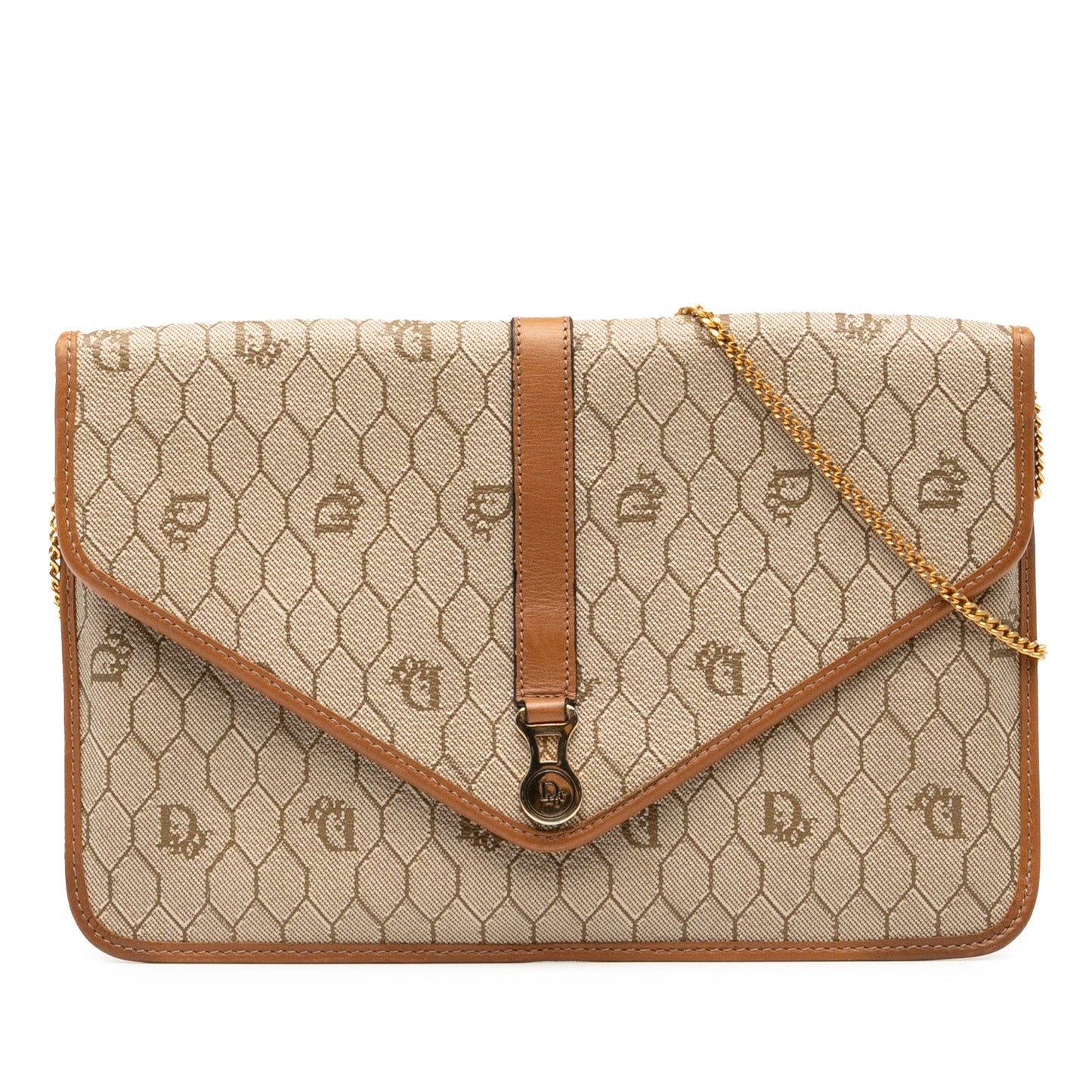 Brown Dior Honeycomb Coated Canvas Chain Crossbody