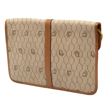 Brown Dior Honeycomb Coated Canvas Chain Crossbody