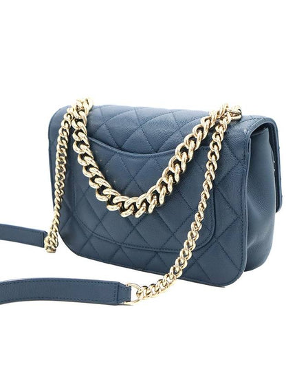 Chanel Blue Caviar CC Logo Small Gold Stud Chain Shoulder Bag 24th Chanel