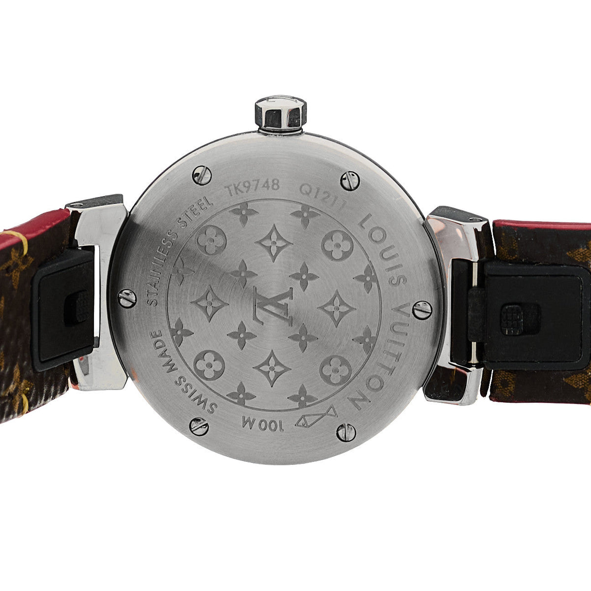 Stainless Steel Monogram 28mm Tambour Quartz Watch Brown