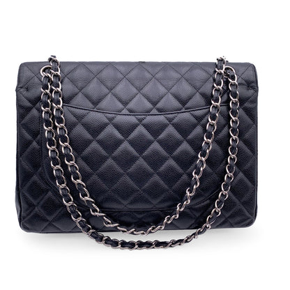 Chanel Black Quilted Caviar Maxi Timeless Classic 2.55 Double Flap Bag