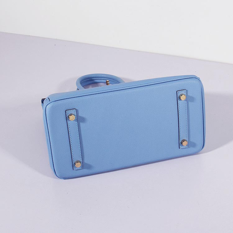 Luxury Hermes 30Cm Birkin Bag Epsom Leather With Strap Light Blue Gold