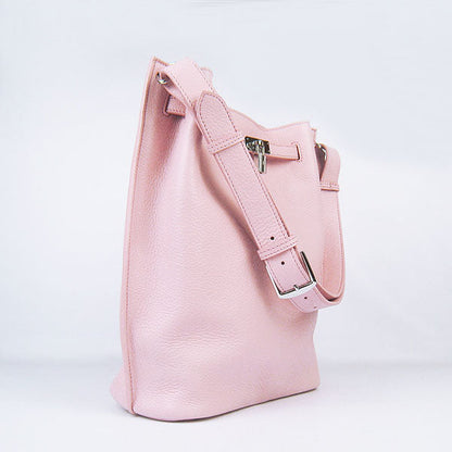 Luxury Hermes Nappa Leather Shoulder Bag Pink Silver