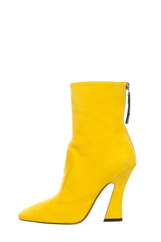 Fendi Yellow Leather Square Toe Boots SZ 36