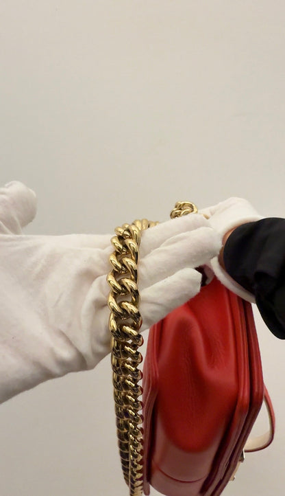 Chanel Boy Medium Lambskin Red Shoulder Bag Style