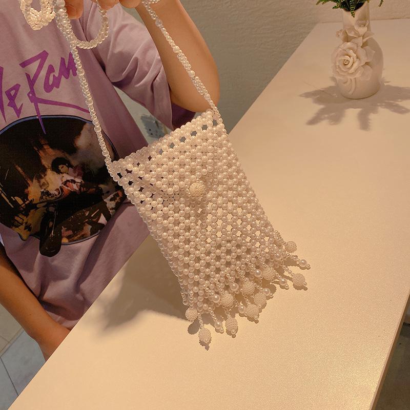 Tassel pearl mobile phone bag