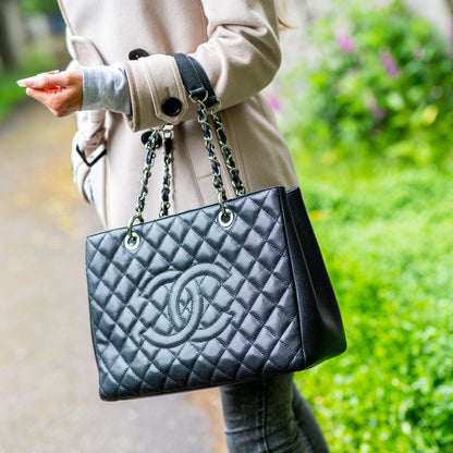 Chanel Caviar Black Silver Tote