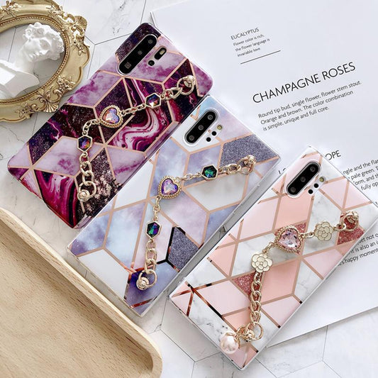 Marble gem chain phone case
