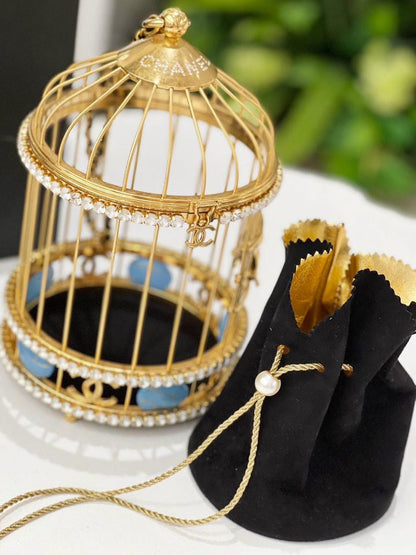 Chanel 20A Metal Crystal Enamel Cc Love Bird Cage Minaudiere Clutch Black Gold Multicolor