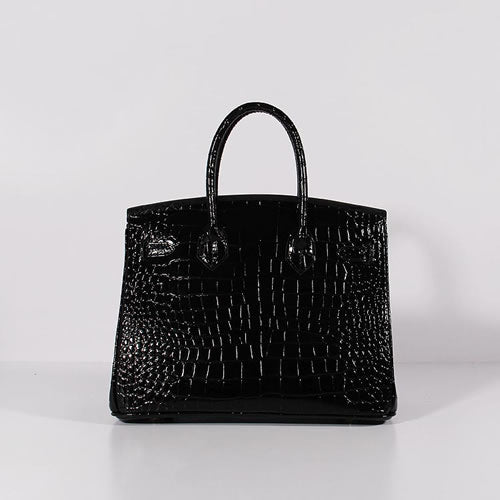 Luxury Hermes Birkin 30Cm Crocodile Leather Bag With Strap Black Gold